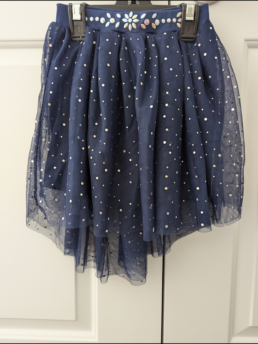 2/$20 btween Navy High-Low Tulle Skirt with Iridescent Dots Size 4/5